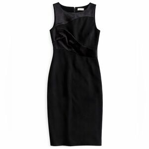 Calvin KleinSoft Velvet Swirl Sheath Sleeveless Black Dress With Boat Neck Line